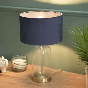 Glass Desk Lamp Gold / Navy