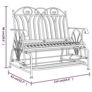 Berkfield 2-Seater Glider Bench 114 cm Black Steel