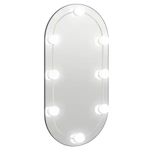 Berkfield Mirror with LED Lights 80x40 cm Glass Oval