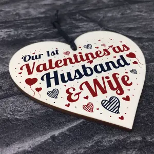 Red Ocean 1st Valentines As Husband Wife Valentines Day Card For Husband Wife Wooden Heart Keepsake Plaque