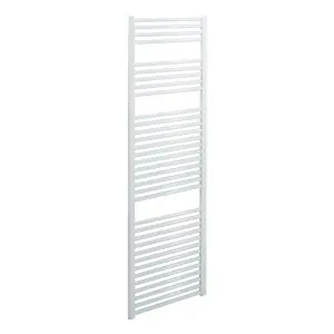 Bray Heated Towel Rail For Central Heating, Straight, White - W300 x H800 mm