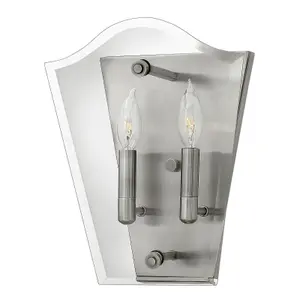 Twin Wall Light Sconce Polished Antique Nickel LED E14 60W Bulb