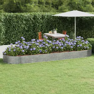 Berkfield Garden Planter Powder-coated Steel 450x140x36 cm Silver