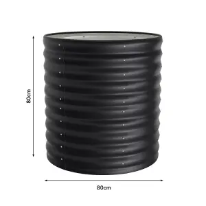 80cm Dia Anthracite Round Galvanized Steel Outdoor Raised Garden Bed