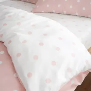 Catherine Lansfield Brushed Polka Dot Cotton Single Fitted Sheet Pink