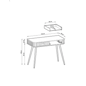 Sophisticated Zova Desk H800mm W1030mm D490mm in Midnight Black - Sleek Workspace Solution