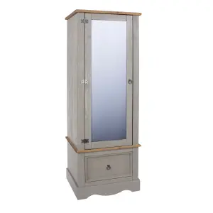 Premium Corona Grey, armoire with mirrored door and drawer.