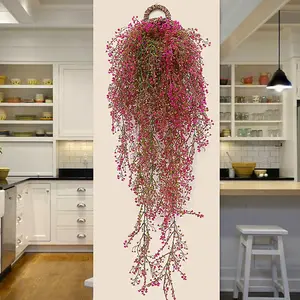 Artificial Hanging Vines Plants, Artificial Ivy Leaves Garland, Faux Fake Plastic Decorative Artificial Plants Purple Red