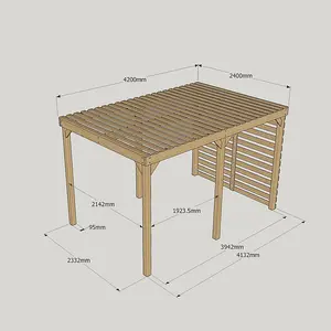 Shade Pergola - Wood - L240 x W420 cm - Rustic Brown