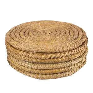 Argon Tableware - Round Woven Palm Leaf Placemats - 30cm - Pack of 6