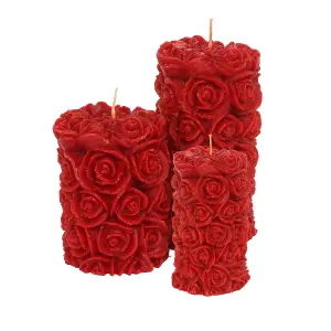 Pillar Candle Set of 3 Red Rose Candles by Laeto Ageless Aromatherapy - FREE DELIVERY INCLUDED