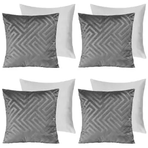 4 x Matte Geo Velvet Cushion Covers Filled