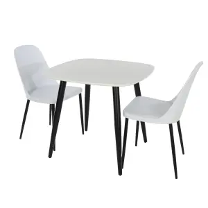 Core Products Aspen White 80cm Square Dining Table with 2 White Plastic Duo Design Chairs