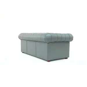 Chesterfield 3 Seater Sofa Vele Iron Grey Real Leather In Classic Style