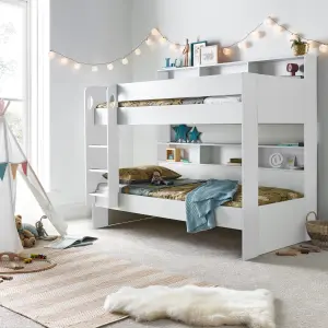 Olly White Storage Bunk Bed Without Drawer With Pocket Mattresses