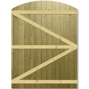 Premier Garden Supplies Pedestrian Gate 180cm (6ft) High x 135cm Wide Tongue & Groove Arch Top Semi-Braced Single Swing Gate