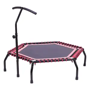 48in Bungee Cords Hexagonal Trampoline with Adjustable T-Bar Handle in Red