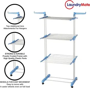 Foldable Clothes Airer - 3 Tier Drying Rack Blue