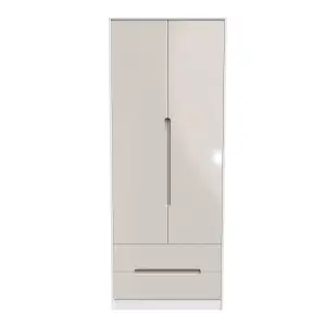 Turin 2 Door 2 Drawer Wardrobe in Kashmir Gloss & White (Ready Assembled)