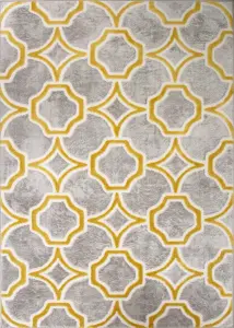 Ochre Grey Super Soft Geometric Area Rug 60x110cm