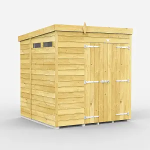 6 x 6 Feet Pent Security Shed - Double Door - Wood - L178 x W185 x H201 cm