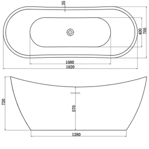 Luxury 1820mm Modern Freestanding Slipper Bath