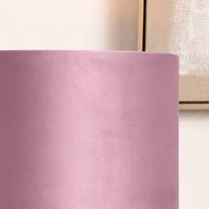 40cm Blush Velvet Cylinder Table Lampshade Elegant Drum Floor Lamp Shade