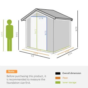 Outsunny 5ft x 4.3ft Outdoor Metal Storage Shed with Sliding Door Sloped Roof