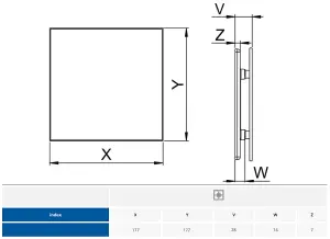 Awenta 125mm Standard Extractor Fan Inox Front Panel TRAX Wall Ceiling Ventilation