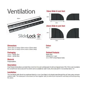 HomeSmart 10 x Over Fascia Vents 1 Metre x 25mm² Airflow for Roof Eaves Ventilation