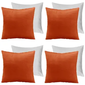 4 x Matte Velvet Filled Cushion Covers Soft Zip