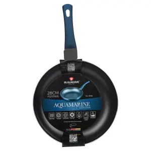 BLAUMANN 28x5.5cm Frying Pan - 2.7L Aquamarine Cookware Frying Grill Pots Pan Saucepan Casserole Soft Touch Handle Lid