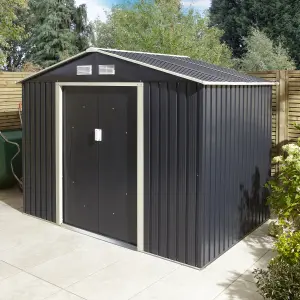 Rowlinson Trentvale 8x6 ft Apex Dark grey Metal 2 door Shed