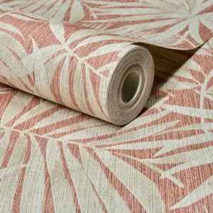 Grandeco Boutique Tropical Palm Leaf PVC-free Eco Wallpaper, Rust