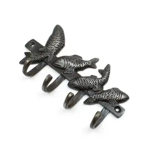 Oakcrafts - Antique Cast Iron Fish Design Hooks