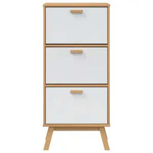 Berkfield Shoe Cabinet OLDEN White and Brown 55x35x120cm Solid Wood Pine