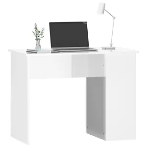 Berkfield Desk High Gloss White 100x55x75 Engineered Wood