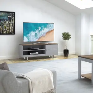 Whitesands 1.2m TV Stand (Satin Grey & Wood)