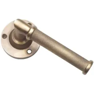 Castelion Antique Brass Knurled Lever On Rose Door Handles 