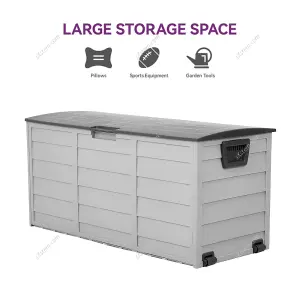 112cm W Waterproof Lockable Outdoor Garden Storage Box With Lockable Lid, Light Grey