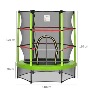 HOMCOM Kids Trampoline w/ Enclosure Net Age 3 to 6 Years Old Green