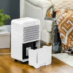 HOMCOM 10L/Day Protable Quiet Air Dehumidifier with Purifier, Timer, 5 Modes