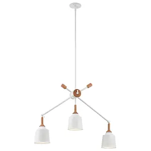 Elstead Danika 3 Light Ceiling Chandelier Pendant Bar Light White, E27