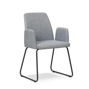 Set of 2 Grey Tub Armchair Padded Seat Office Chair Accent Chair Black Legs Modern