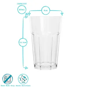 Reusable Plastic Highball Glasses - 400ml - Pack of 12