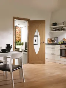 Internal Oak Pesaro Door with Clear Glass  - 1981 x 686 x 35mm (27")