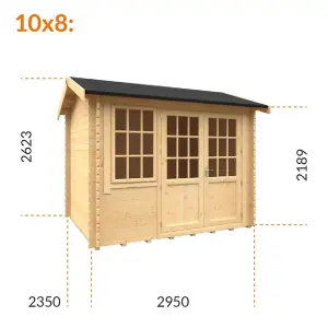 10ft x 8ft (2950mm x 2350mm) Horsforth "The Tallahassee" 28mm Log Cabin With 1 Window