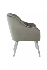 Interiors by Premier Luxurious Grey Fabric Armchair, Stylish Silver Finished Chair For Reading, Comfortable Mid-century Armchair