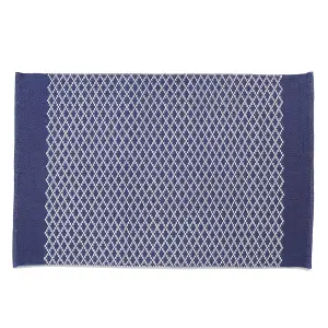 Woven Indoor Outdoor Washable Trellis Reversible Rug Navy - 160cm x 230cm