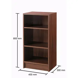 3 Tier Cube Bookcase Display Shelving Storage Unit Wood Furniture Walnut